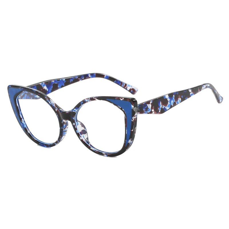 CCspace Women's Full Rim Cat Eye Tr 90 Titanium Hyperopic Eyeglasses R57025 Full Rim CCspace C4Blue 0