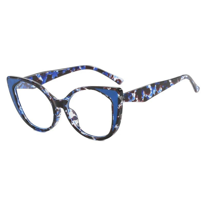 CCspace Women's Full Rim Cat Eye Tr 90 Titanium Hyperopic Eyeglasses R57025 Full Rim CCspace C4Blue 0