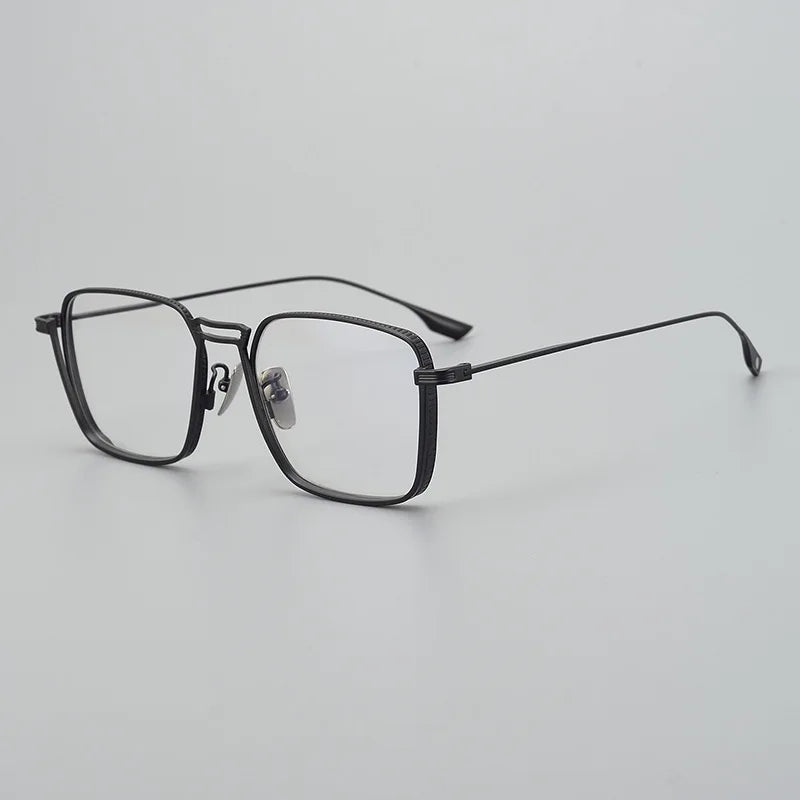 Black Mask Unisex Full Rim Irregular Square Titanium Eyeglasses 94125 Full Rim Black Mask Black
