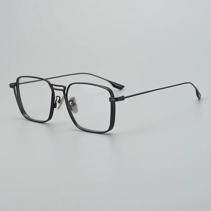 Black Mask Unisex Full Rim Irregular Square Titanium Eyeglasses 94125 Full Rim Black Mask Black