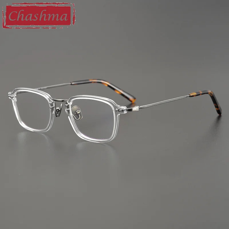 Chashma Ottica Unisex Full Rim Square Acetate Titanium Eyeglasses 26159