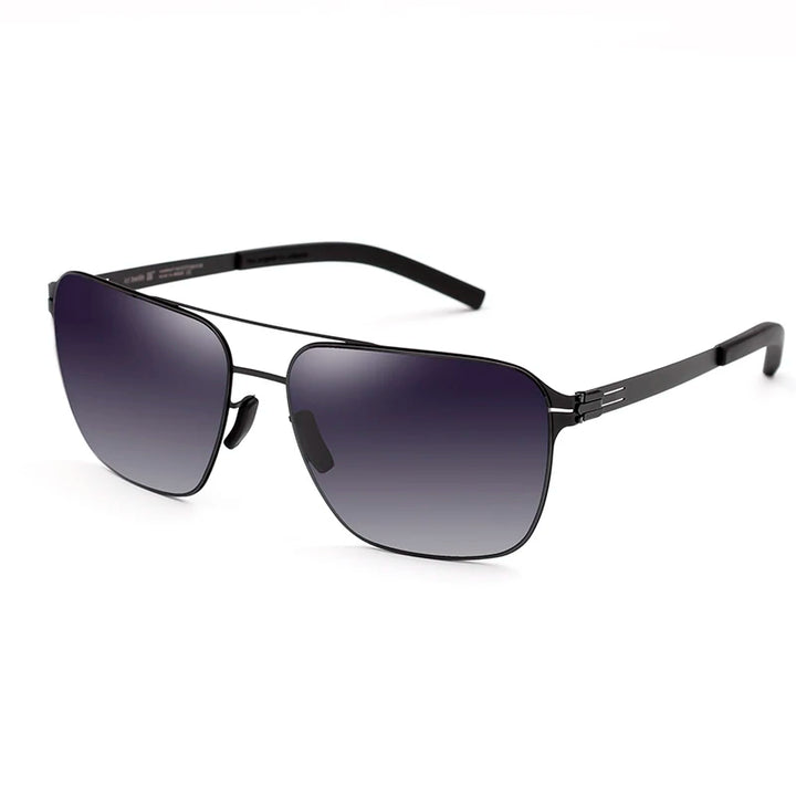 Black Mask Men's Full Rim Square Double Bridge Stainless Steel Sunglasses 491759 Full Rim Black Mask Black-Gradient Black