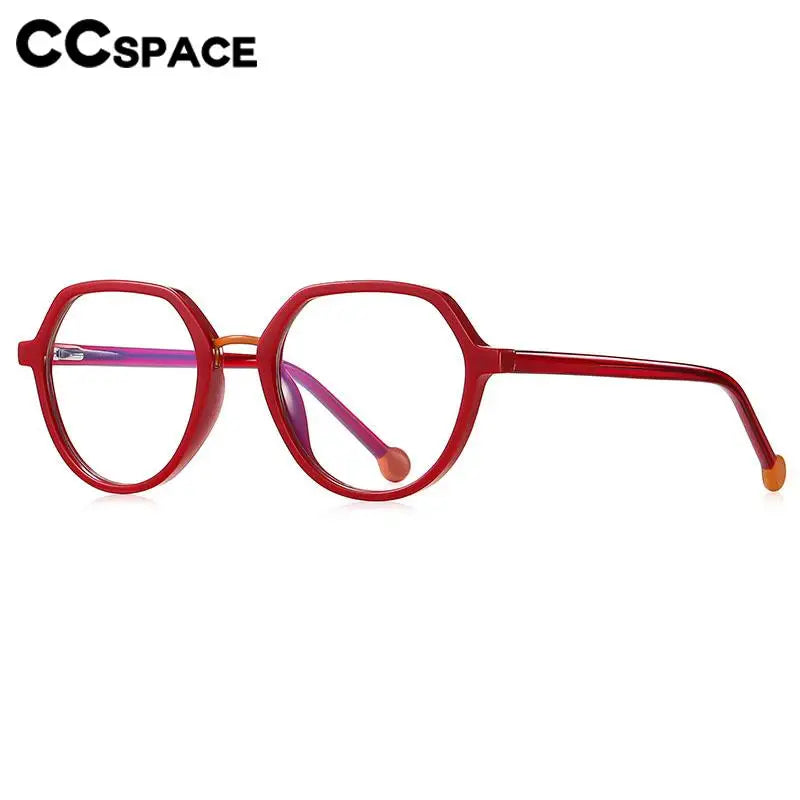 CCSpace Unisex Full Rim Flat Top Round Tr 90 Titanium Eyeglasses 57322 Full Rim CCspace   