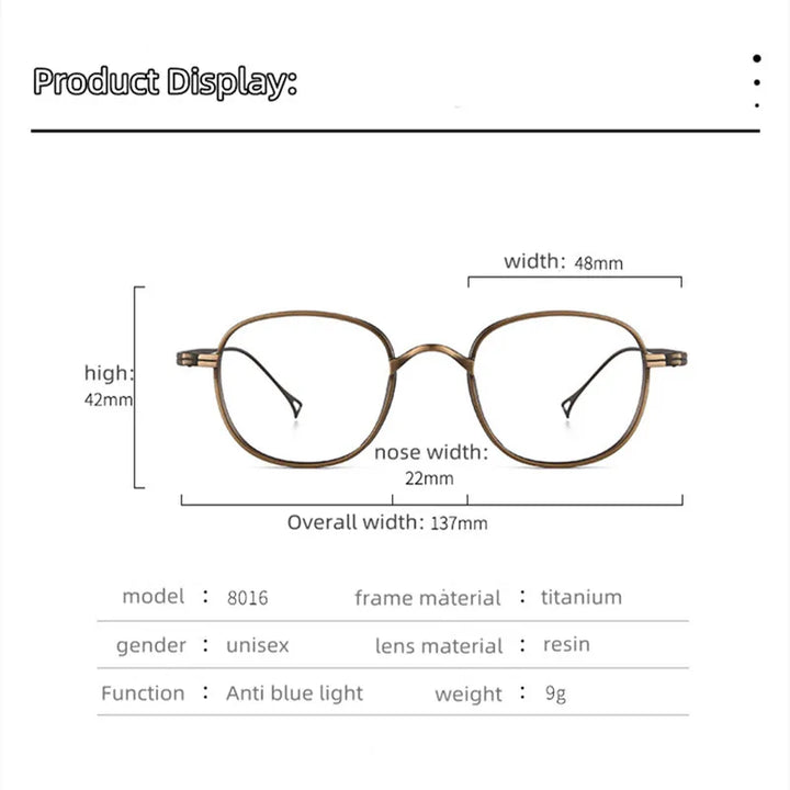 Kocolior Unisex Full Rim Round Titanium Hyperopic Reading Glasses 8016 Reading Glasses Kocolior
