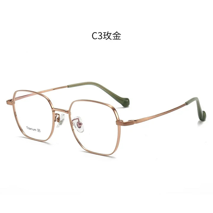 Aror Women's Full Rim Square Polygon Titanium Eyeglasses 495026 Full Rim Aror Gold