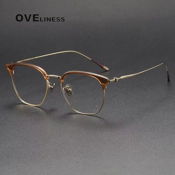 Oveliness Women's Full Rim Square Acetate Titanium Eyeglasses 80898