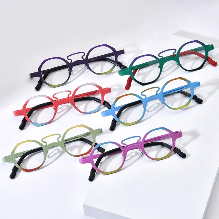 Nobler Unisex Full Rim Polygon Double Bridge Titanium Eyeglasses 8583 Full Rim Nobler