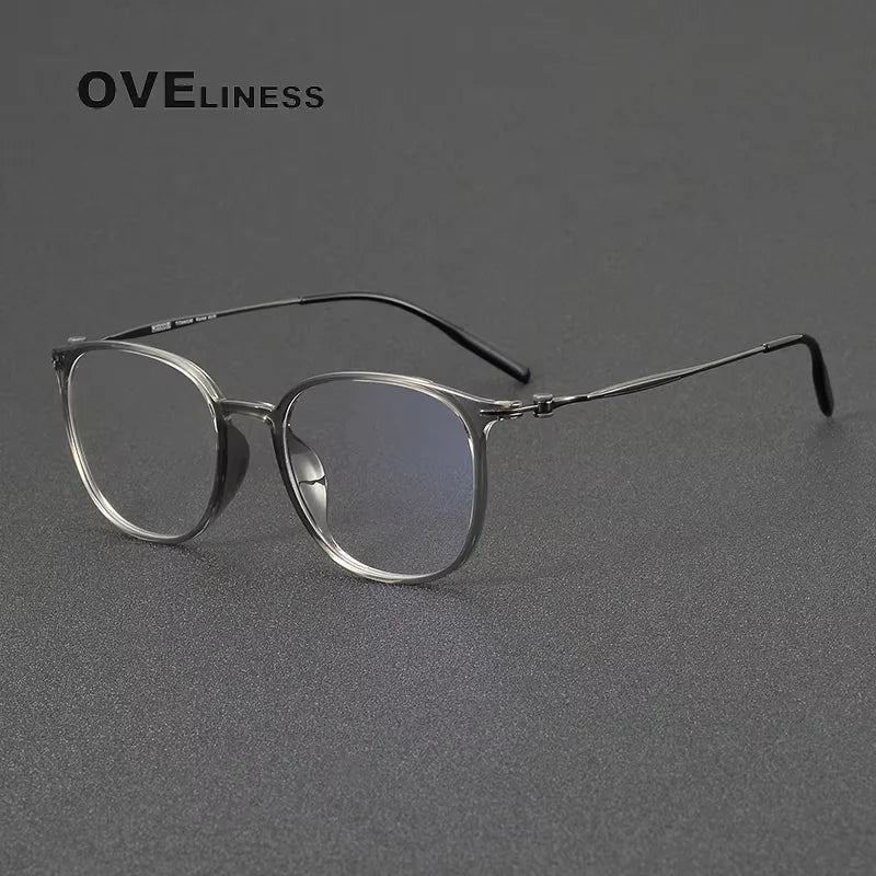 Oveliness Women's Full Rim Square Acetate Titanium Eyeglasses 28663
