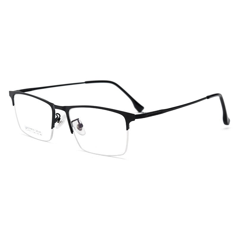 Yimaruili Men's Semi Rim Large Square Alloy Eyeglasses K9113 Semi Rim Yimaruili Eyeglasses Black