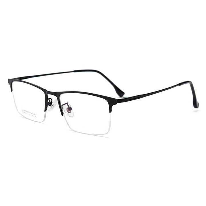 Yimaruili Men's Semi Rim Large Square Alloy Eyeglasses K9113 Semi Rim Yimaruili Eyeglasses Black  