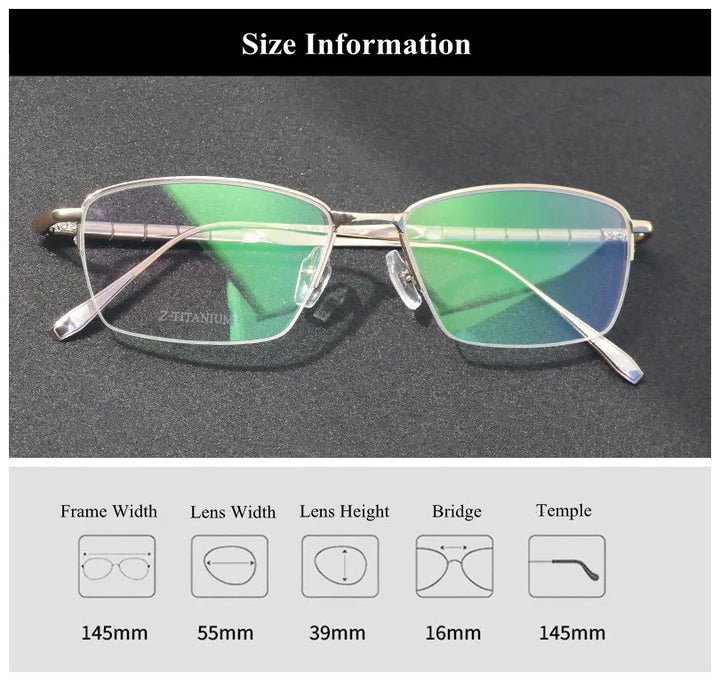 Chashma Ottica Men's Semi Rim Square Titanium Eyeglasses 417018