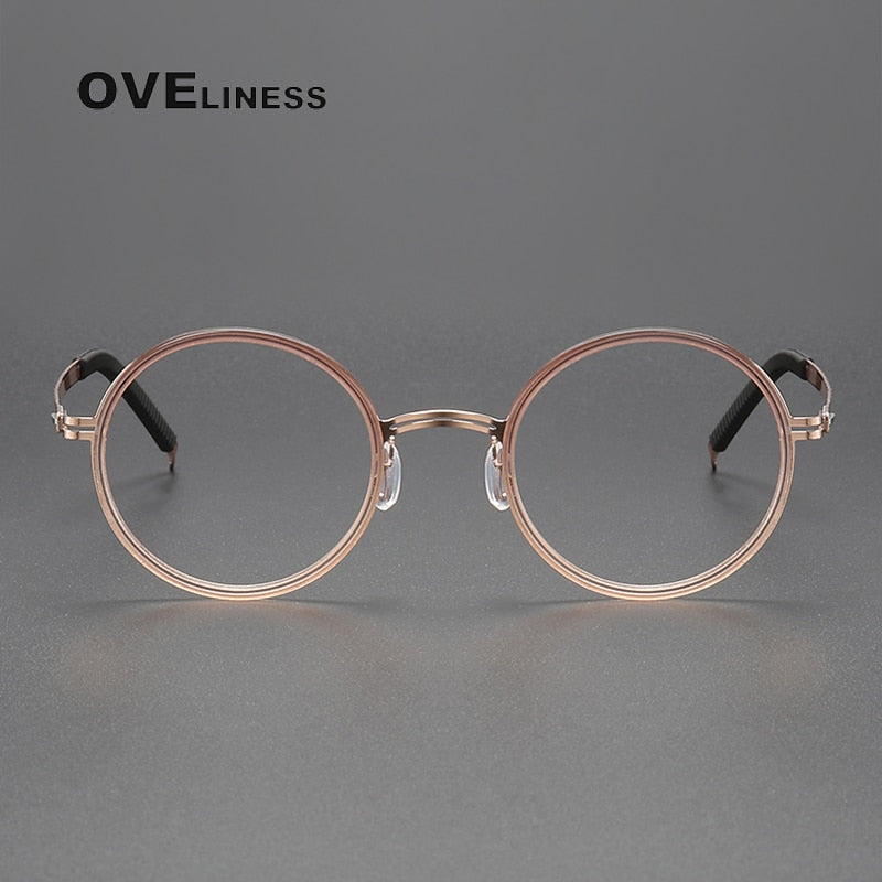 Oveliness Unisex Full Rim Round Screwless Titanium Acetate Eyeglasses 8202321 Full Rim Oveliness   