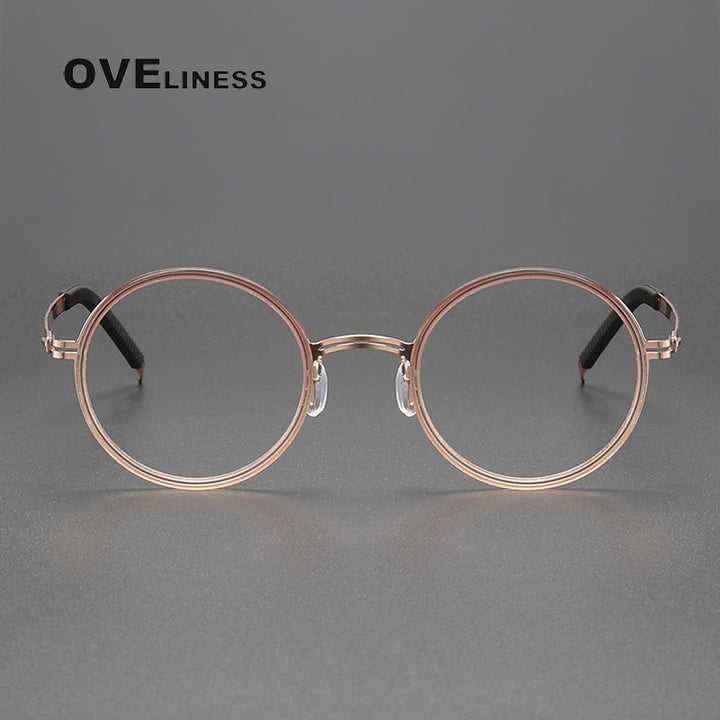 Oveliness Unisex Full Rim Round Screwless Titanium Acetate Eyeglasses 8202321 Full Rim Oveliness