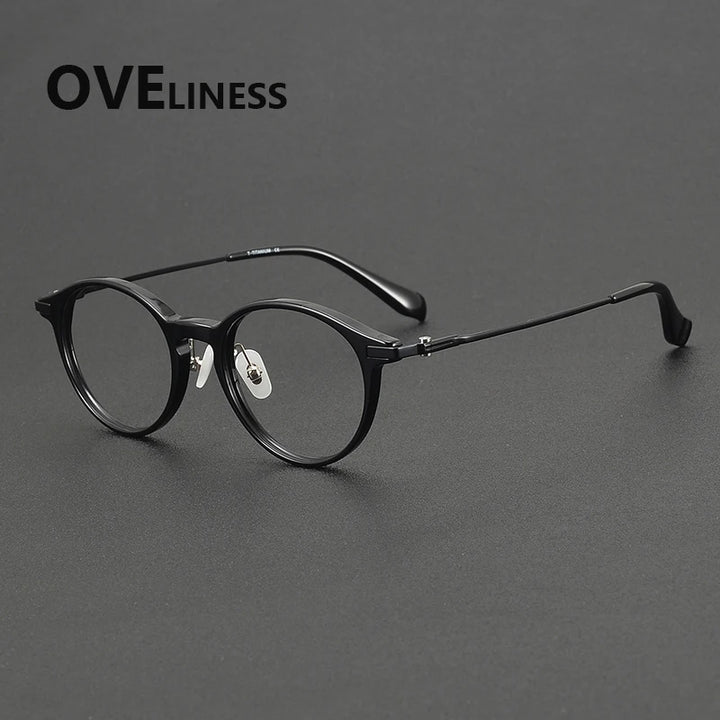 Oveliness Unisex Full Rim Round Oval Acetate Titanium Eyeglasses 90010