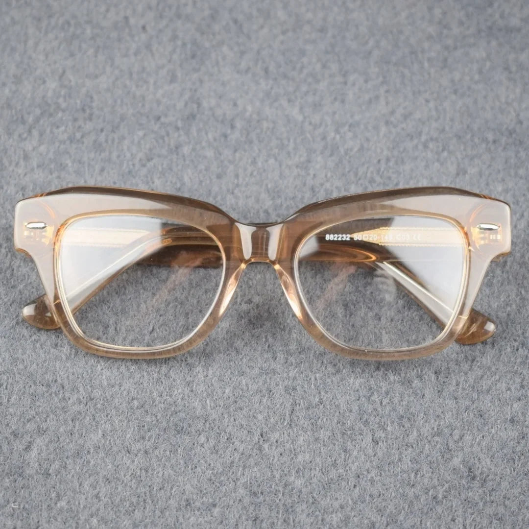 Hewei Unisex Full Rim Square Brow Line Thick Acetate Eyeglasses 92232 Full Rim Hewei C3 CHINA