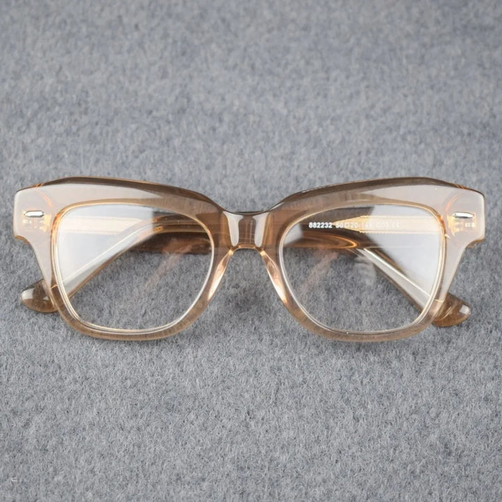 Hewei Unisex Full Rim Square Brow Line Thick Acetate Eyeglasses 92232 Full Rim Hewei C3 CHINA