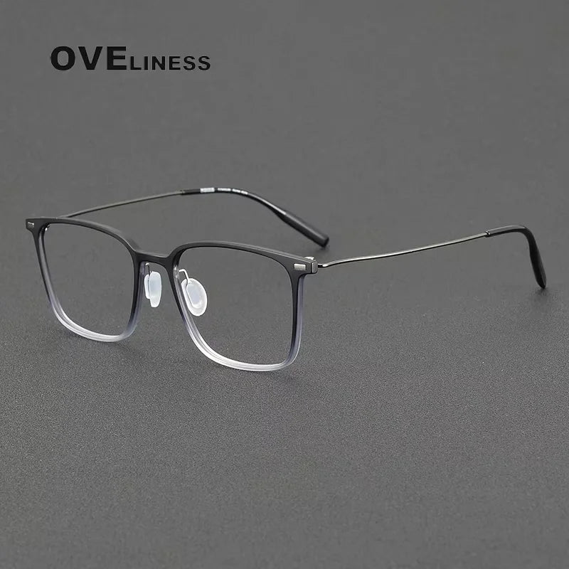 Oveliness Women's Full Rim Square Acetate Titanium Eyeglasses 28673