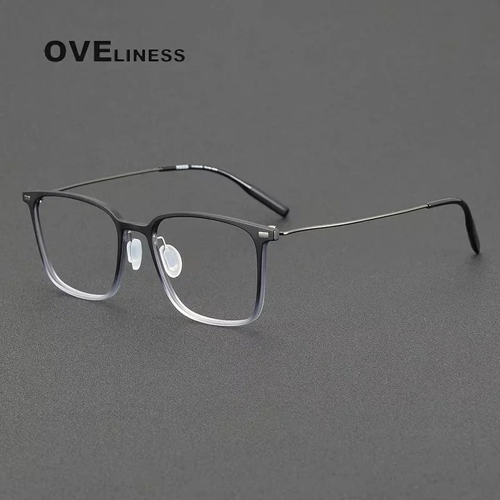Oveliness Women's Full Rim Square Acetate Titanium Eyeglasses 28673
