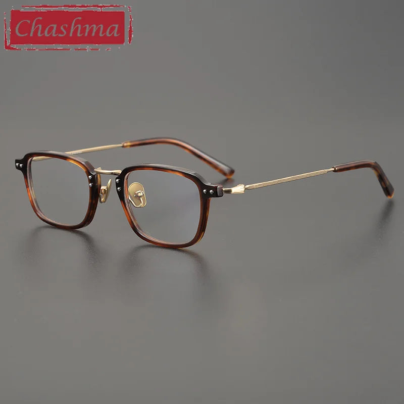 Chashma Ottica Unisex Full Rim Square Acetate Titanium Eyeglasses 26159