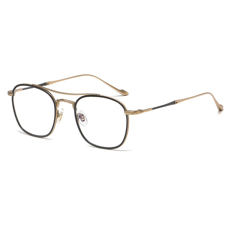Gatenac Unisex Full Rim Square Double Bridge Titanium Eyeglasses Gxyj1040 Full Rim Gatenac Gold