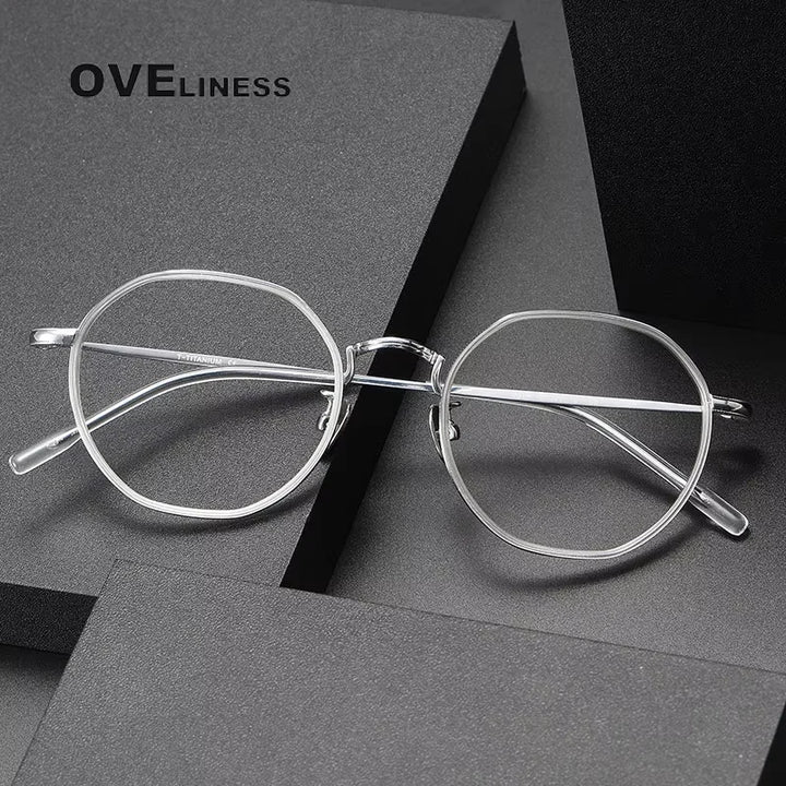 Oveliness Women's Full Rim Flat Top Oval Acetate Titanium Eyeglasses 48514