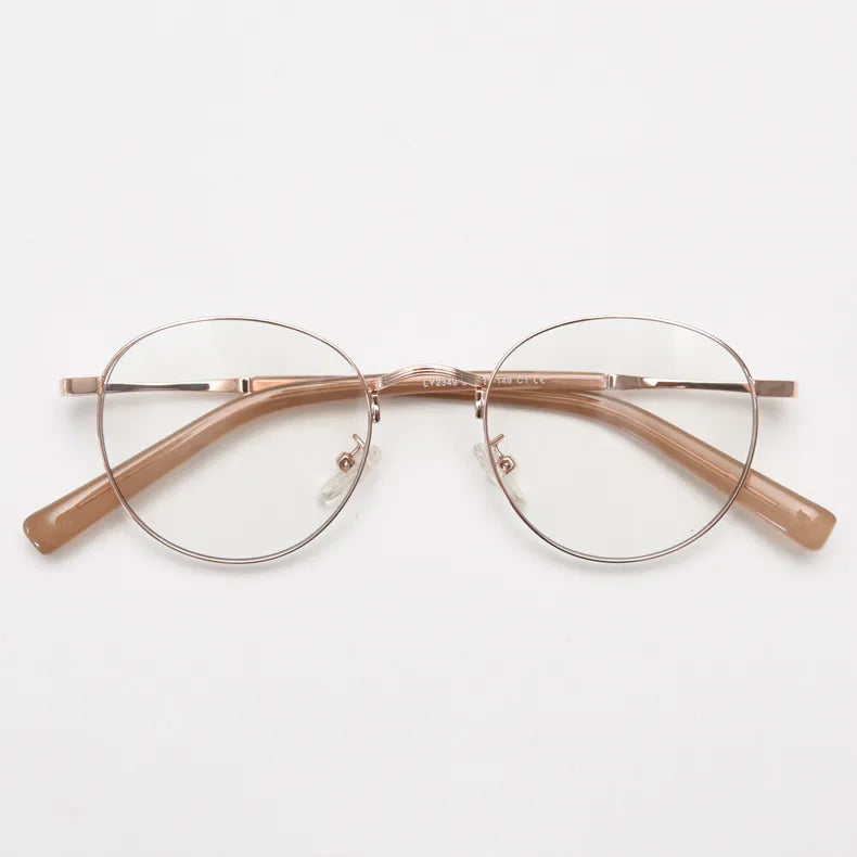 CCspace Unisex Full Rim Round Alloy Eyeglasses 56836 Full Rim CCspace C1RoseGold