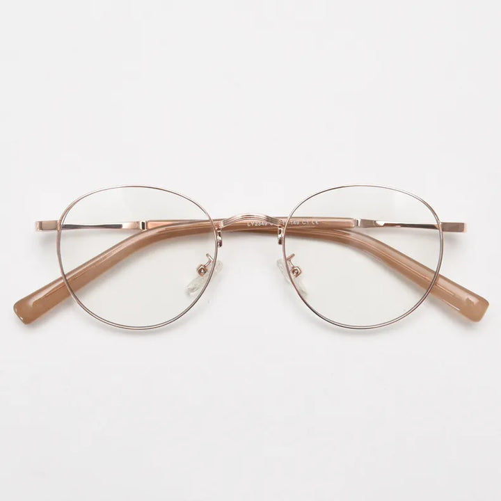CCspace Unisex Full Rim Round Alloy Eyeglasses 56836 Full Rim CCspace C1RoseGold
