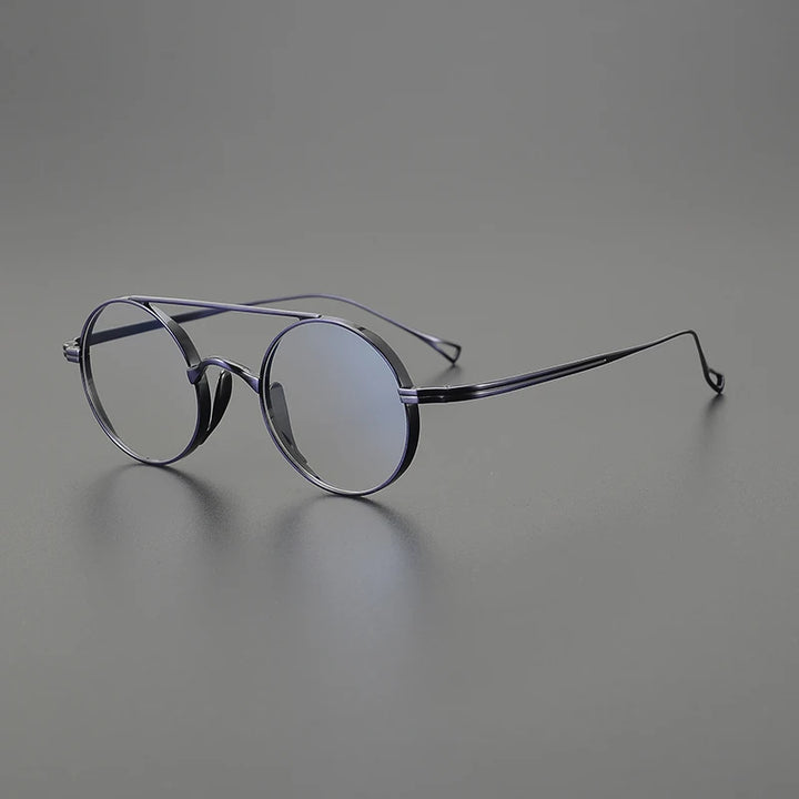 Black Mask Women's Full Rim Round Double Bridge Titanium Eyeglasses 79500
