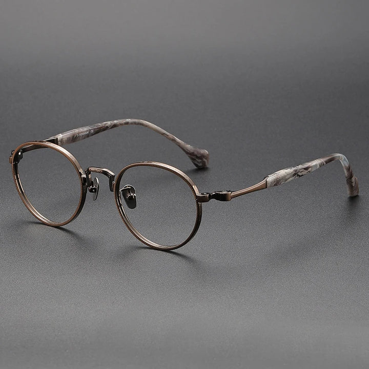 Blaack Mask Women's Full Rim Round Titanium Eyeglasses S808 Full Rim Black Mask Bronze