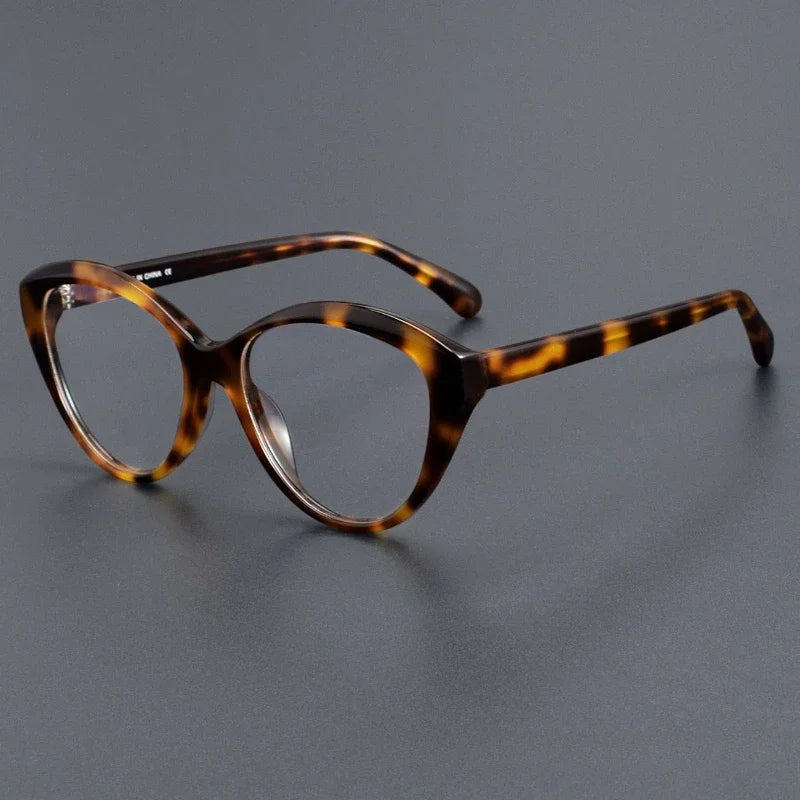 Hewei Unisex Full Rim Oval Cat Eye Acetate Eyeglasses 83464 Full Rim Hewei