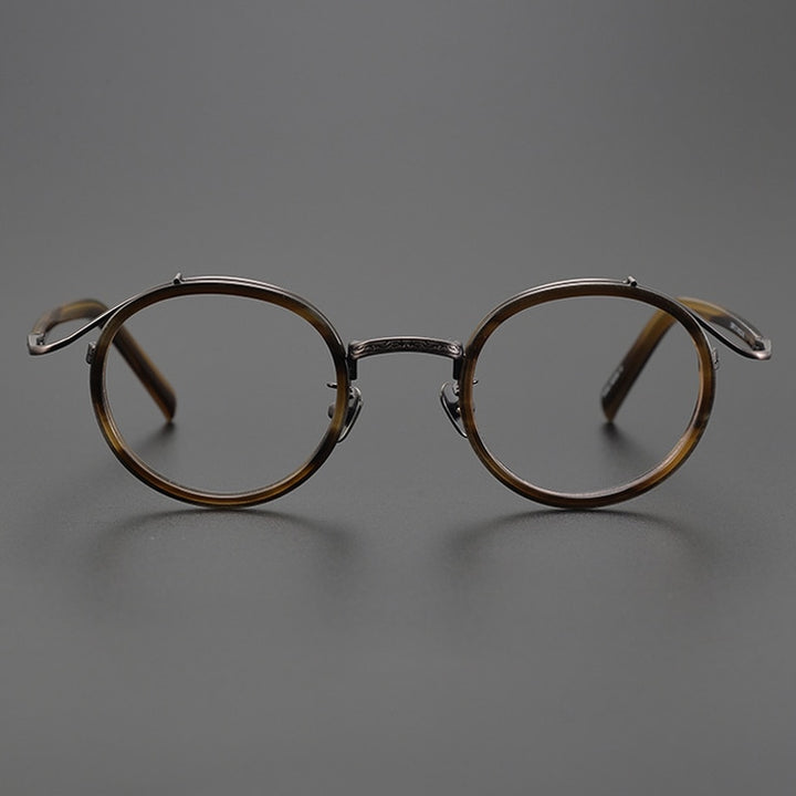 Gatenac Unisex Full Rim Round Acetate Alloy Eyeglasses Gxyj1029 Full Rim Gatenac