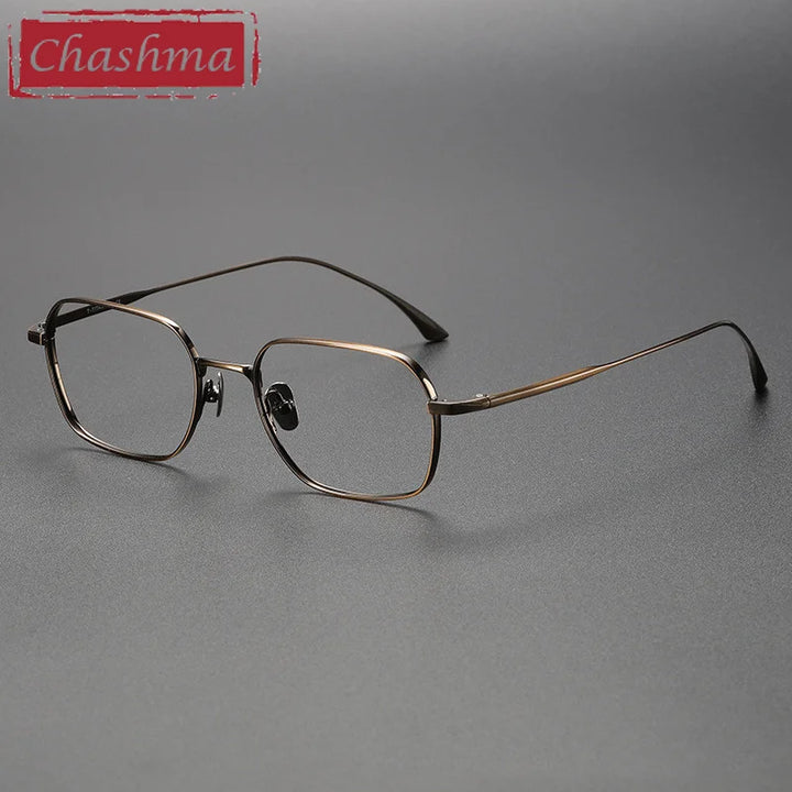 Chashma Ottica Men's Full Rim Small Square Titanium Eyeglasses 14539 Full Rim Chashma Ottica Bronze  