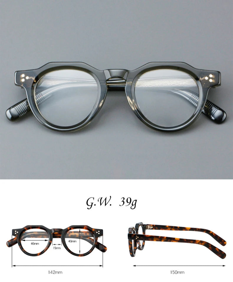Hewei Unisex Full Rim Flat Top Oval Thick Acetate Eyeglasses 32248