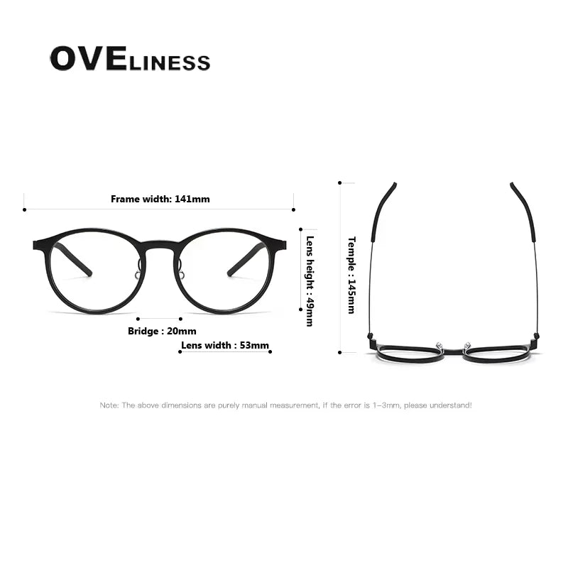 Oveliness Men's Full Rim Round Acetate Titanium Eyeglasses 71836