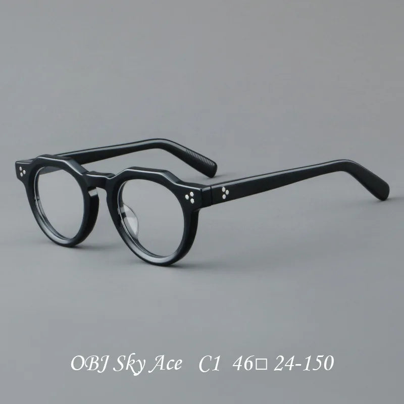 Hewei Unisex Full Rim Flat Top Oval Thick Acetate Eyeglasses 32248