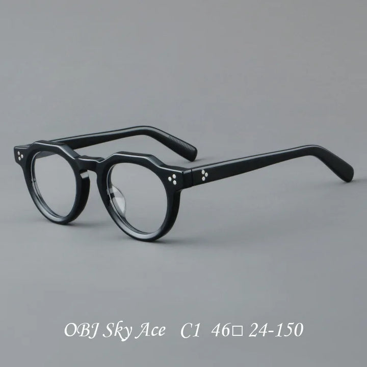 Hewei Unisex Full Rim Flat Top Oval Thick Acetate Eyeglasses 32248