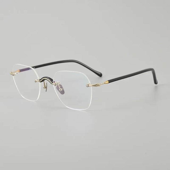 Muzz Unisex Rimless Polygon Square Titanium Eyeglasses 63122