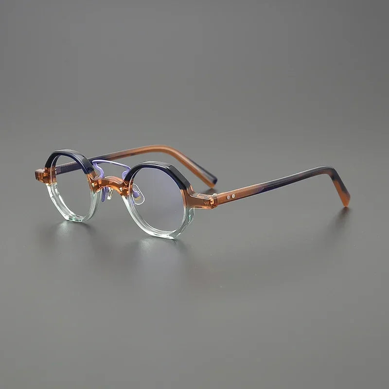 Hewei Unisex Full Rim Polygon Double Bridge Acetate Alloy Eyeglasses 3942 Full Rim Hewei C5
