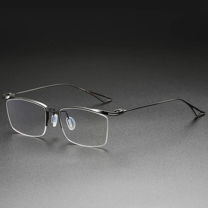 Aimee Unisex Semi Rim Square Brow Line Titanium Eyeglasses 3817 Semi Rim Aimee Gun-Grey
