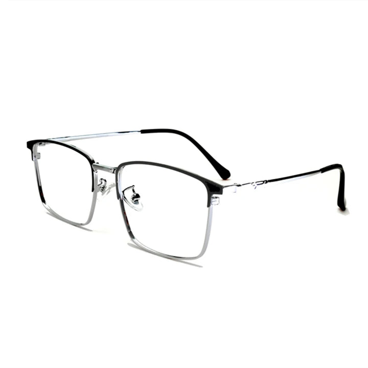 Kocolior Unisex Full Rim Big Square Titanium Eyeglasses 3010 Full Rim Kocolior Black Silver