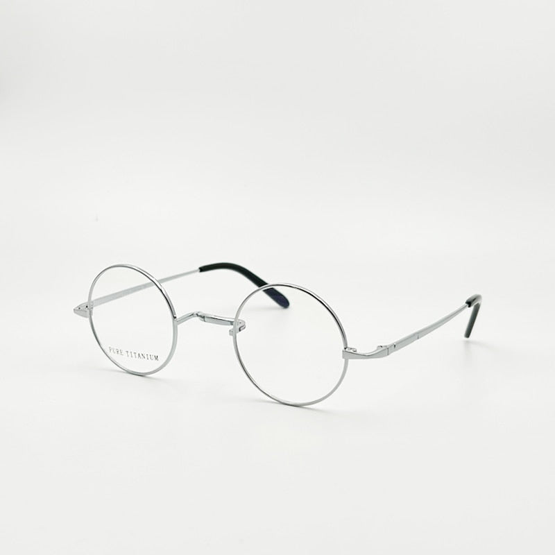 Yujo Unisex Full Rim 42 mm Round Titanium Eyeglasses Full Rim Yujo