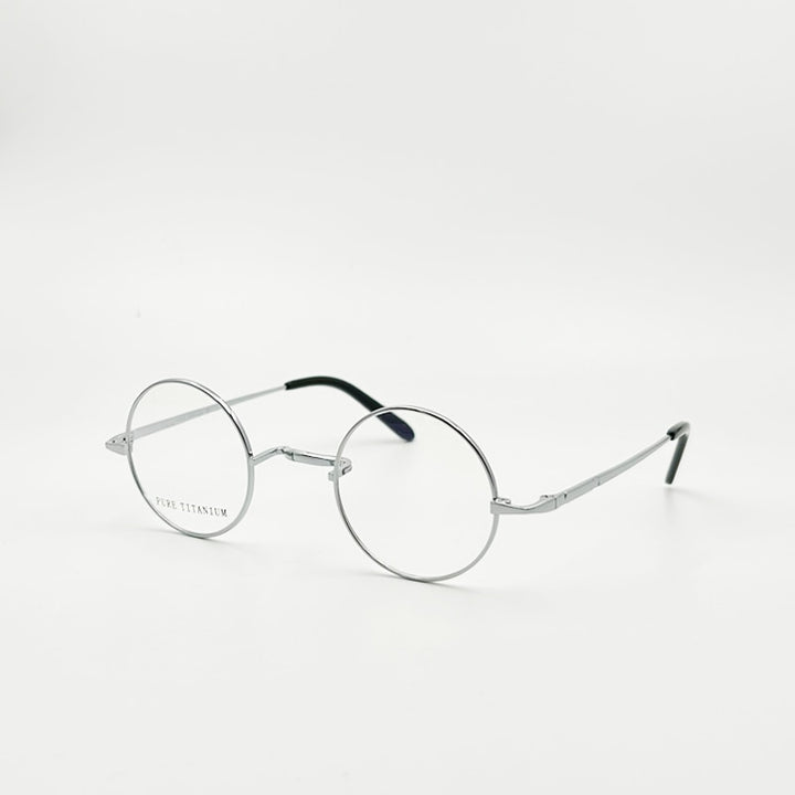 Yujo Unisex Full Rim 42 mm Round Titanium Eyeglasses Full Rim Yujo