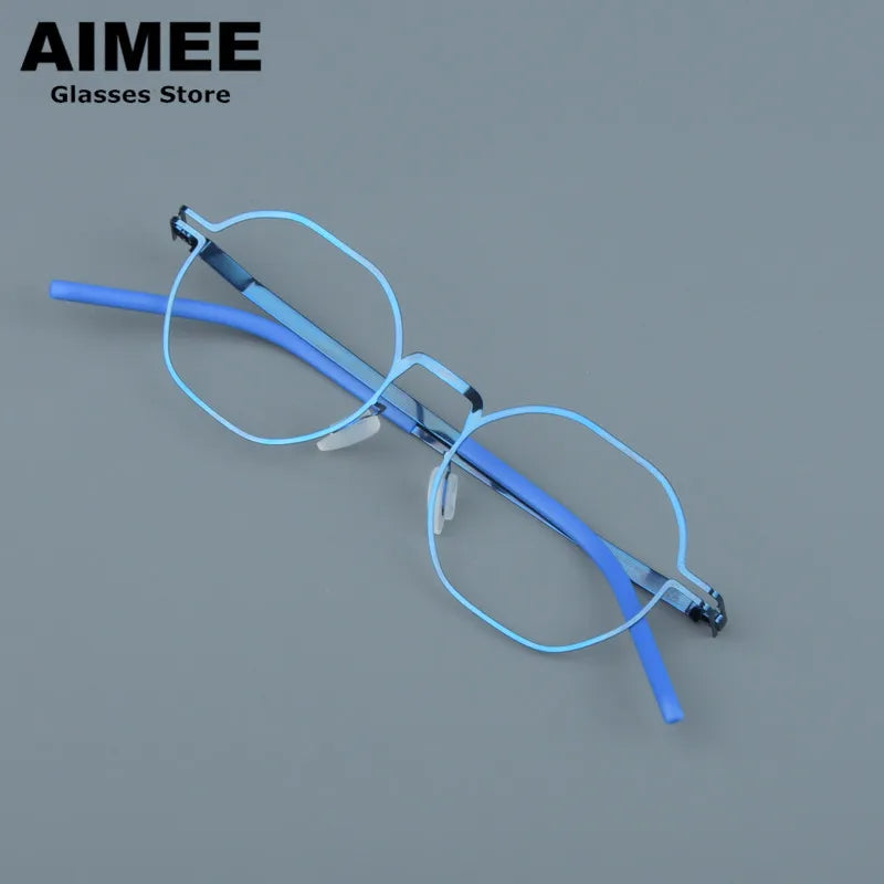 Aimee Women's Full Rim Polygon Screwless Steel Eyeglasses 19135