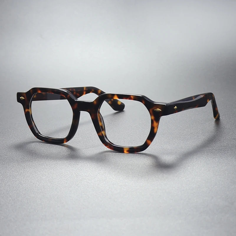 Gatenac Unisex Full Rim Flat Top Polygon Acetate Eyeglasses Gxyj1501 Full Rim Gatenac