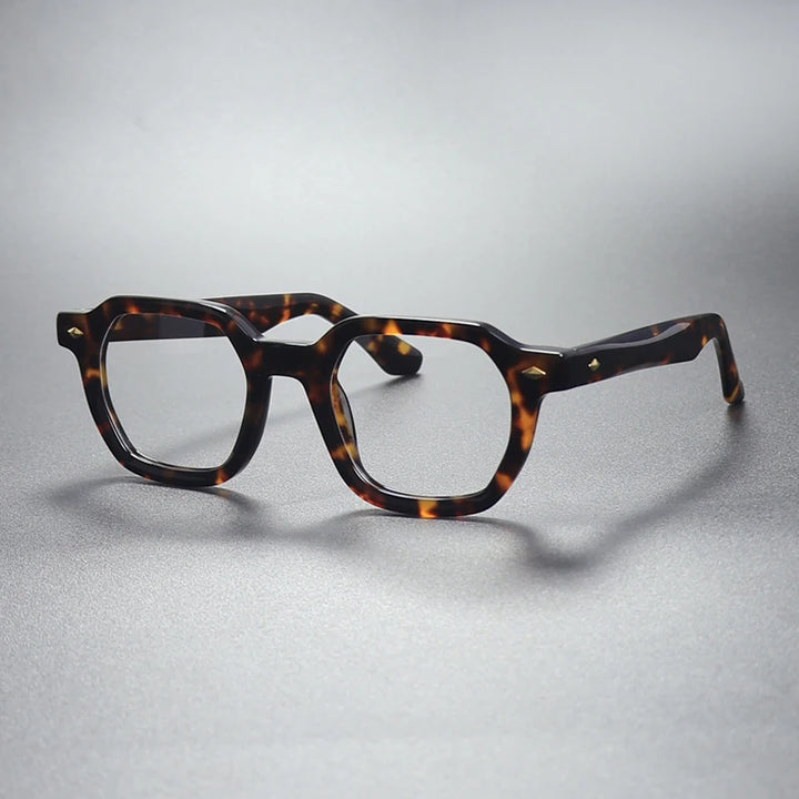 Gatenac Unisex Full Rim Flat Top Polygon Acetate Eyeglasses Gxyj1501 Full Rim Gatenac