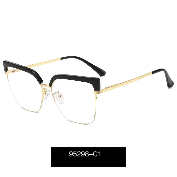 Handoer Women's Semi Rim Oval Cat Eye Tr 90 Alloy Eyeglasses 95298