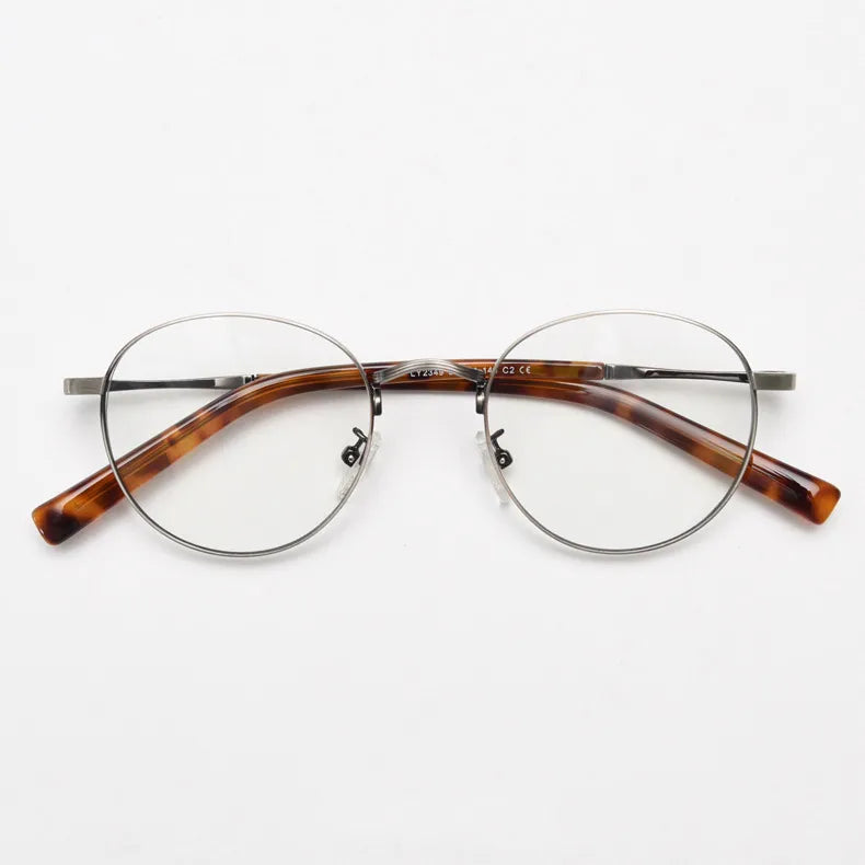 CCspace Unisex Full Rim Round Alloy Eyeglasses 56836 Full Rim CCspace C2Gun