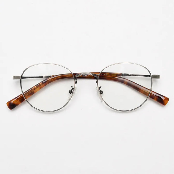 CCspace Unisex Full Rim Round Alloy Eyeglasses 56836 Full Rim CCspace C2Gun