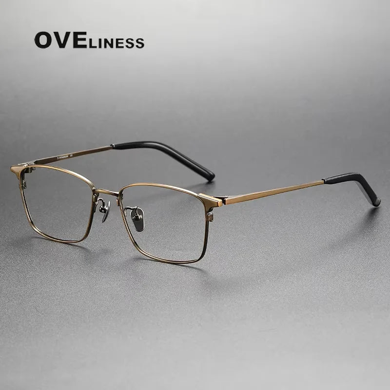 Oveliness Women's Full Rim Polygon Square Titanium Eyeglasses 74961 Full Rim Oveliness bronze