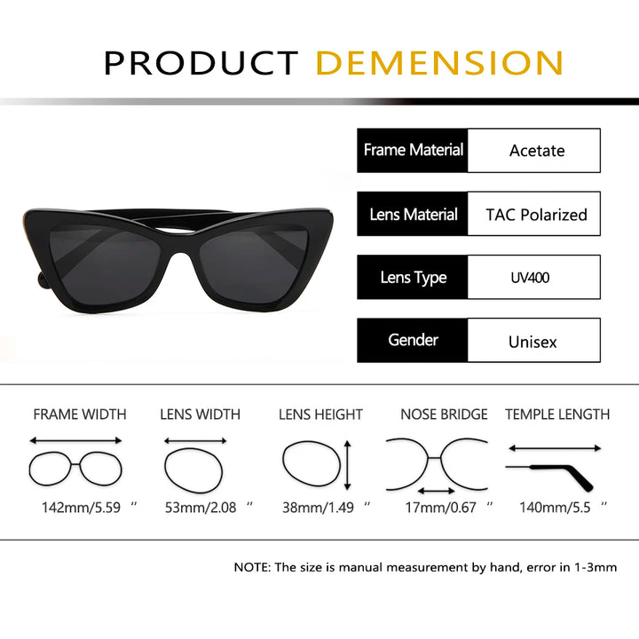 Esnbie Women's Full Rim Square Cat Eye Acetate Sunglasses 23175